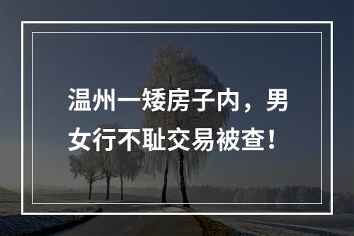 温州一矮房子内，男女行不耻交易被查！