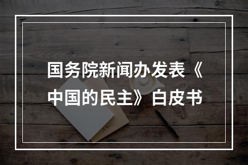 国务院新闻办发表《中国的民主》白皮书