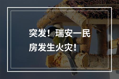 突发！瑞安一民房发生火灾！