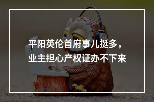 平阳英伦首府事儿挺多，业主担心产权证办不下来