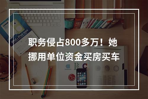 职务侵占800多万！她挪用单位资金买房买车