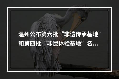 温州公布第六批“非遗传承基地”和第四批“非遗体验基地”名单
