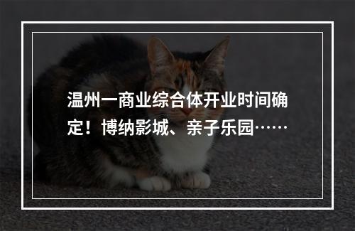 温州一商业综合体开业时间确定！博纳影城、亲子乐园……