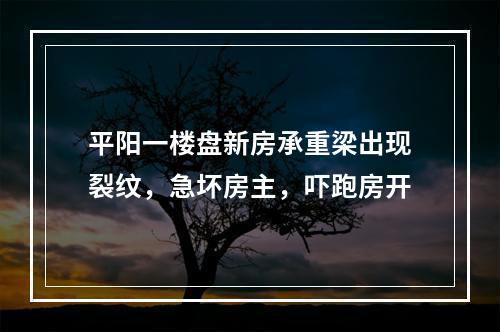 平阳一楼盘新房承重梁出现裂纹，急坏房主，吓跑房开