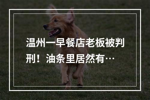 温州一早餐店老板被判刑！油条里居然有…