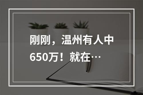 刚刚，温州有人中650万！就在…