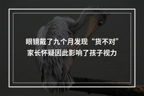 眼镜戴了九个月发现“货不对” 家长怀疑因此影响了孩子视力