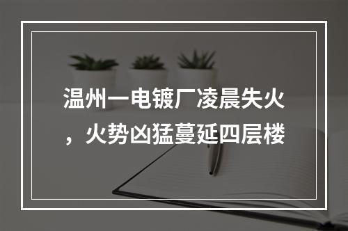 温州一电镀厂凌晨失火，火势凶猛蔓延四层楼