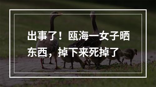 出事了！瓯海一女子晒东西，掉下来死掉了