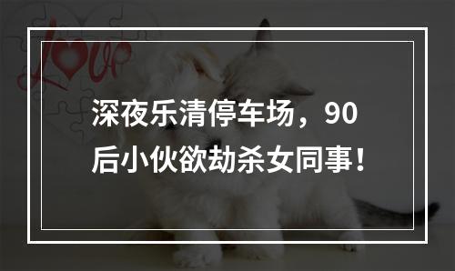 深夜乐清停车场，90后小伙欲劫杀女同事！