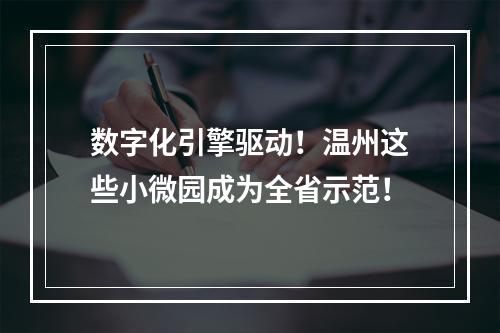 数字化引擎驱动！温州这些小微园成为全省示范！