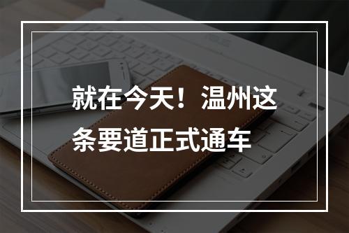 就在今天！温州这条要道正式通车