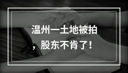 温州一土地被拍，股东不肯了！