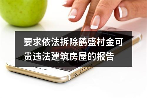 要求依法拆除鹤盛村金可贵违法建筑房屋的报告