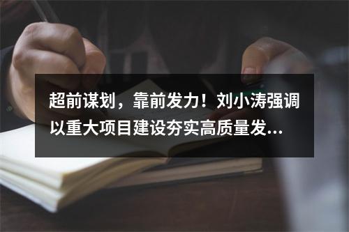 超前谋划，靠前发力！刘小涛强调以重大项目建设夯实高质量发展根基