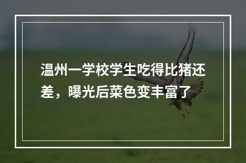 温州一学校学生吃得比猪还差，曝光后菜色变丰富了