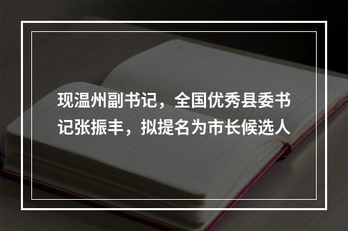 现温州副书记，全国优秀县委书记张振丰，拟提名为市长候选人