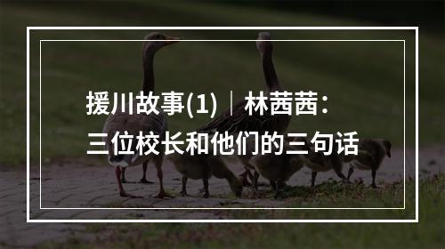 援川故事(1)｜林茜茜：三位校长和他们的三句话