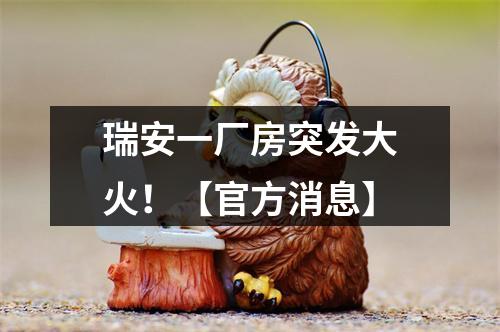 瑞安一厂房突发大火！【官方消息】