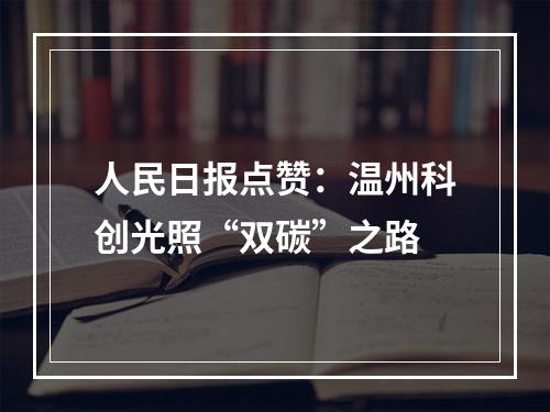 人民日报点赞：温州科创光照“双碳”之路