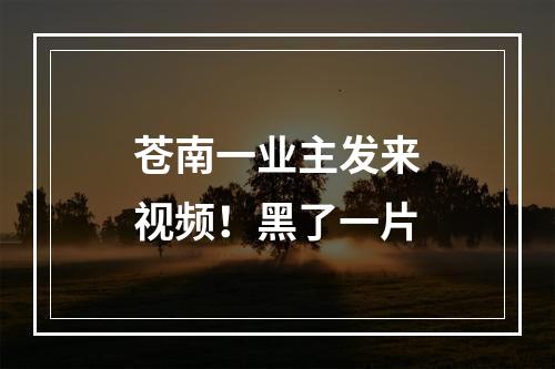 苍南一业主发来视频！黑了一片