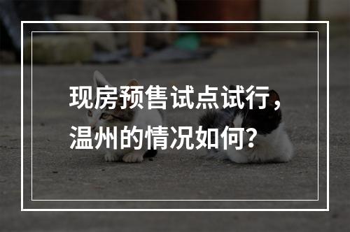 现房预售试点试行，温州的情况如何？