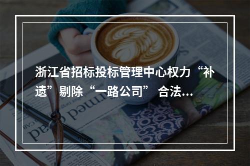 浙江省招标投标管理中心权力“补遗”剔除“一路公司” 合法投标资格(转)