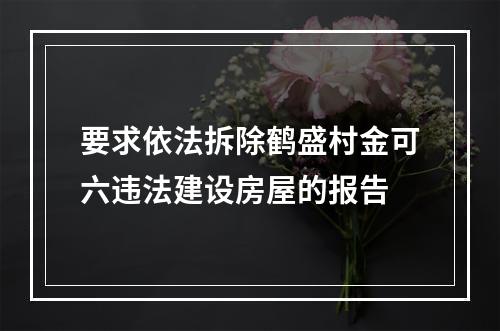 要求依法拆除鹤盛村金可六违法建设房屋的报告