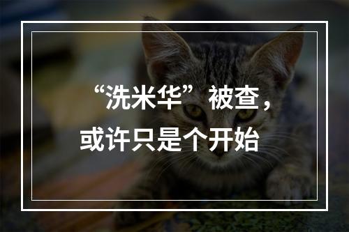 “洗米华”被查，或许只是个开始