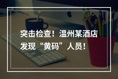 突击检查！温州某酒店发现“黄码”人员！