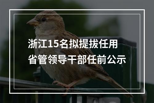 浙江15名拟提拔任用省管领导干部任前公示