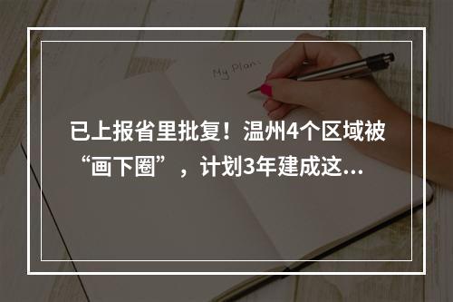 已上报省里批复！温州4个区域被“画下圈”，计划3年建成这类示范区
