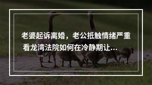 老婆起诉离婚，老公抵触情绪严重 看龙湾法院如何在冷静期让双方和好