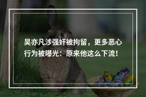 吴亦凡涉强奸被拘留，更多恶心行为被曝光：原来他这么下流！