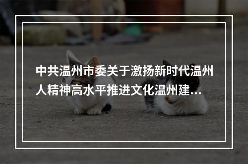 中共温州市委关于激扬新时代温州人精神高水平推进文化温州建设的决定