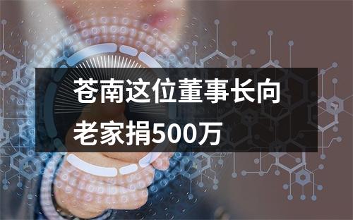 苍南这位董事长向老家捐500万