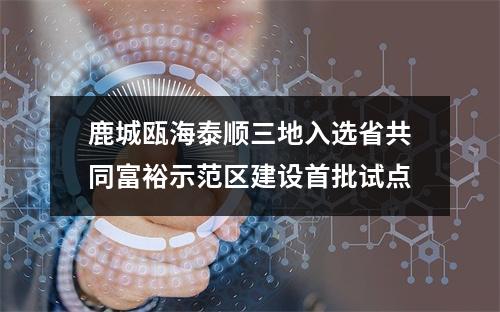鹿城瓯海泰顺三地入选省共同富裕示范区建设首批试点