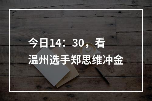 今日14：30，看温州选手郑思维冲金