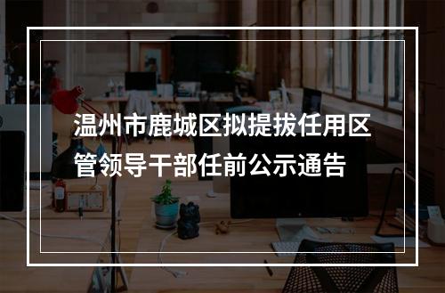 温州市鹿城区拟提拔任用区管领导干部任前公示通告