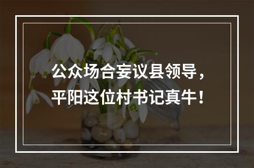 公众场合妄议县领导，平阳这位村书记真牛！