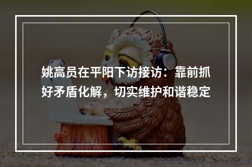 姚高员在平阳下访接访：靠前抓好矛盾化解，切实维护和谐稳定