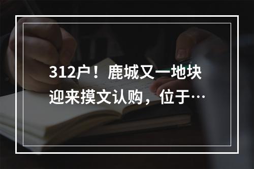 312户！鹿城又一地块迎来摸文认购，位于…
