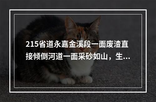 215省道永嘉金溪段一面废渣直接倾倒河道一面采砂如山，生态破坏三百年难恢复