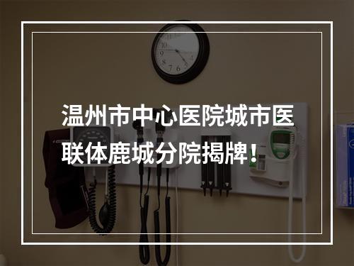 温州市中心医院城市医联体鹿城分院揭牌！