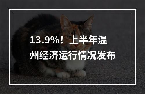 13.9%！上半年温州经济运行情况发布