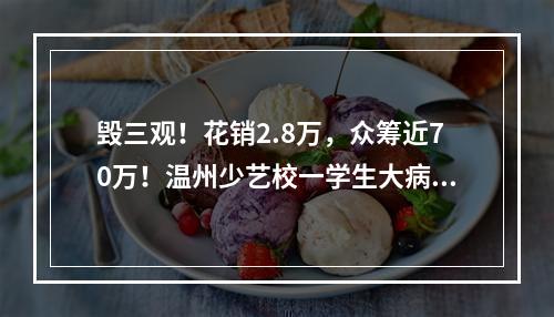毁三观！花销2.8万，众筹近70万！温州少艺校一学生大病筹后续