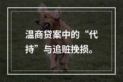 温商贷案中的“代持”与追赃挽损。