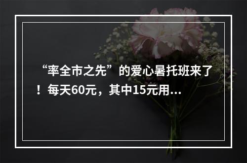 “率全市之先”的爱心暑托班来了！每天60元，其中15元用于午餐