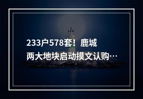 233户578套！鹿城两大地块启动摸文认购…