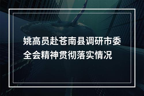 姚高员赴苍南县调研市委全会精神贯彻落实情况